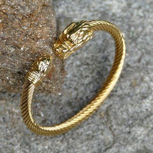 Dragon Head Chasing its Tail Bracelet Gold Bangal